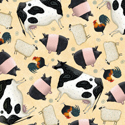 Farm Animals Cream - Cotton - END BOLT 140 CM X 110 CM