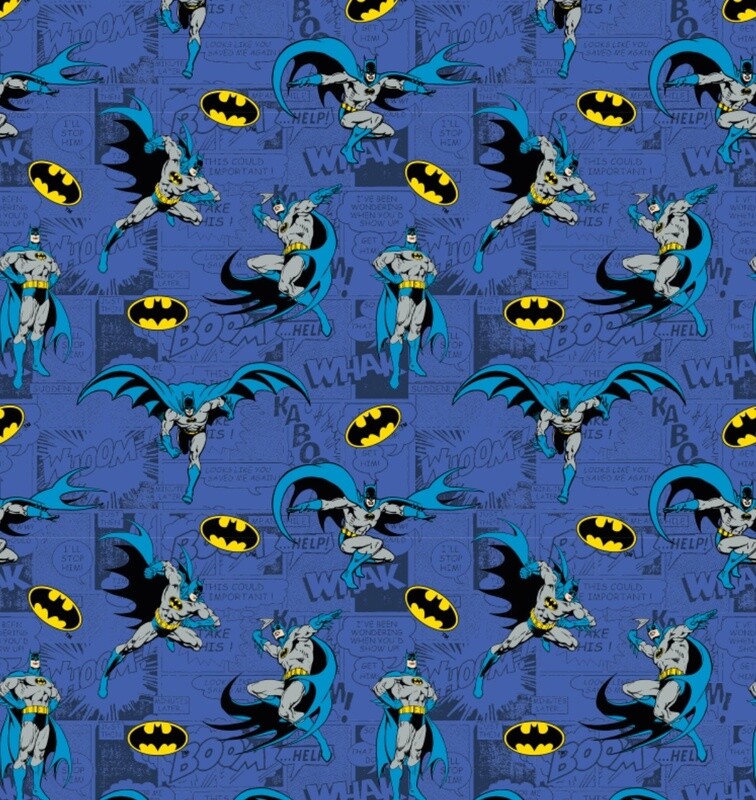DC COMICS - Batman Blue - Cotton - REMNANT 85 CM X 110 CM