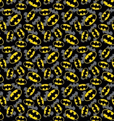 10 METRE BOLT - DC COMICS - Batman Logo Black - Cotton - From Fat Quarter
