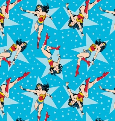 DC COMICS - Wonder Woman Blue - Cotton - From Fat Quarter