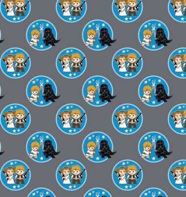 STAR WARS - Kawaii Grey - Cotton - From Fat Quarter