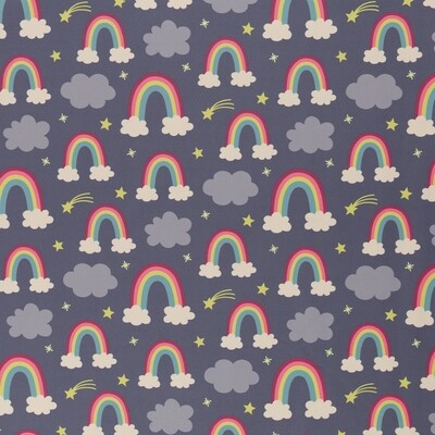 Rainbows Grey - Soft Shell Fleece Showerproof - By 0.5 Metre