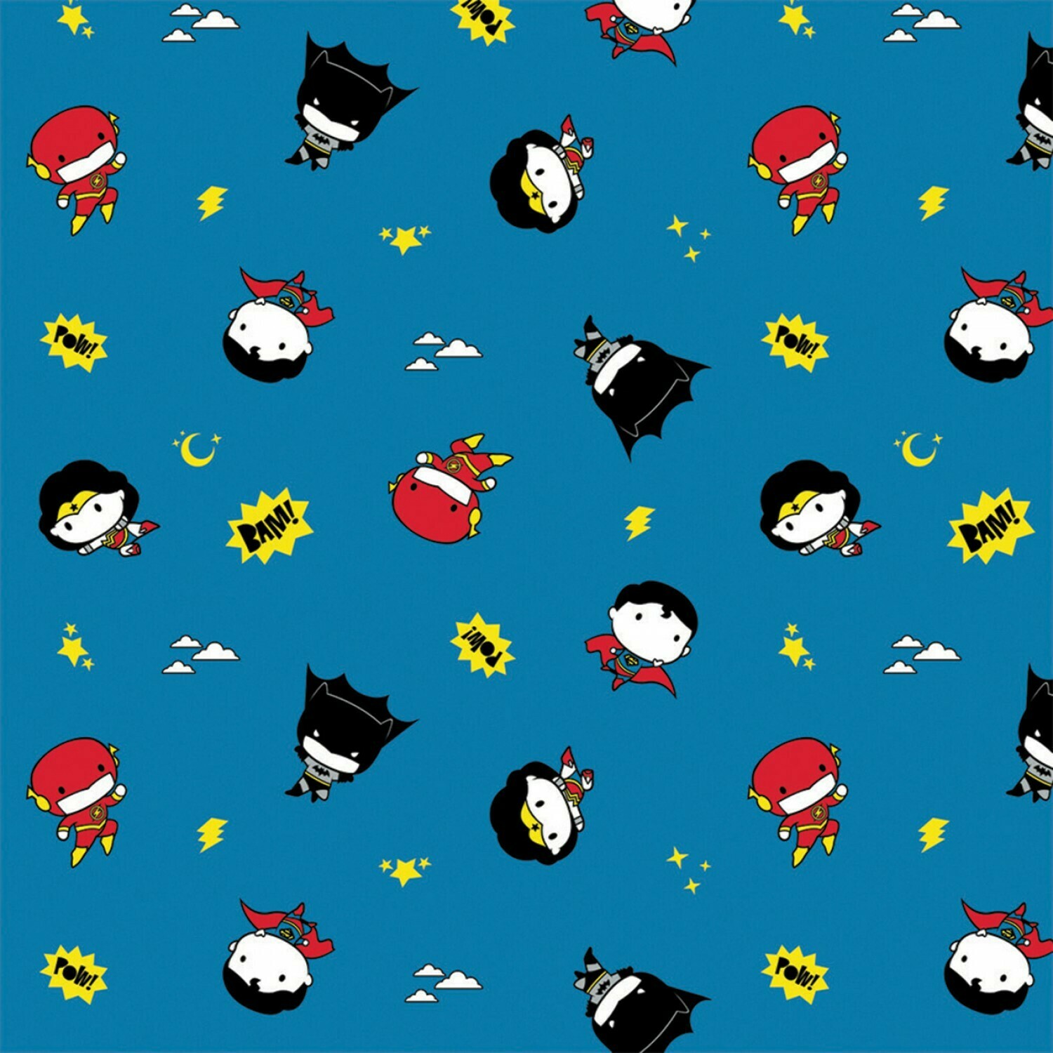 DC COMICS Kawaii Blue - Flannel - By Metre