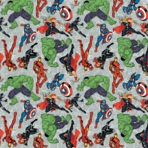 MARVEL - Line Art Grey -  Cotton  - By Metre