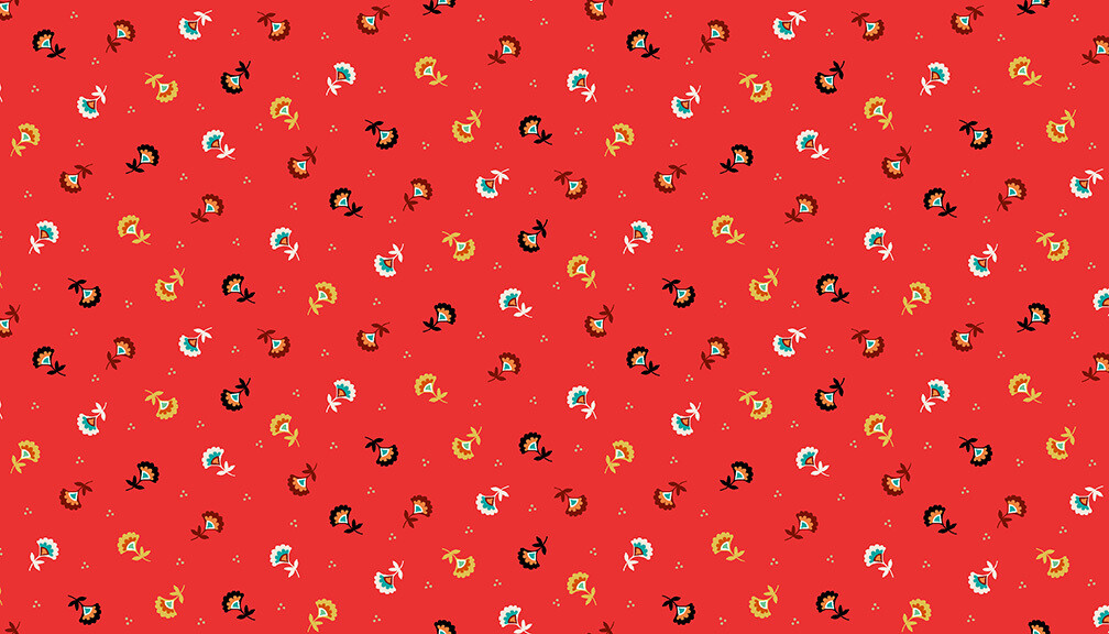 Sprig Red - Cotton -By Metre