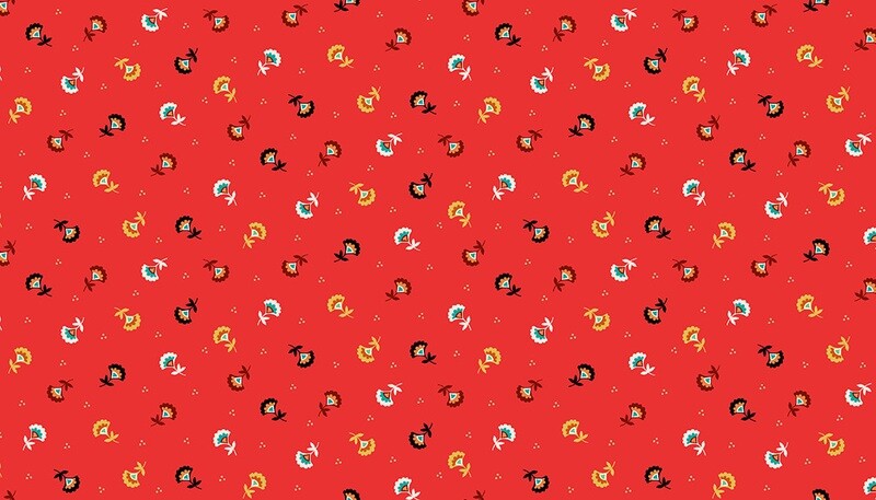 Sprig Red - Cotton -By Metre