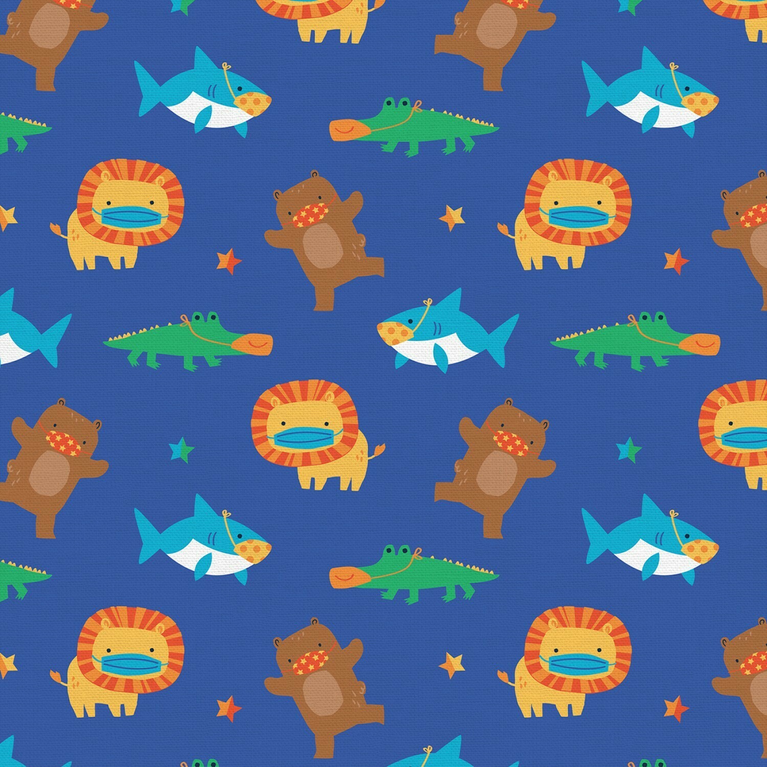 Animal Blue - Cotton - By Metre