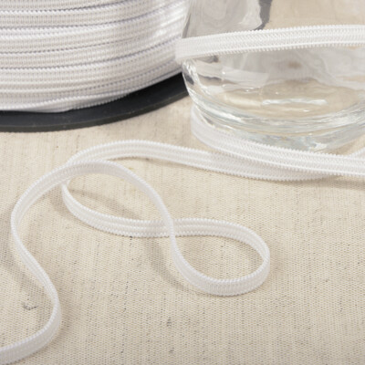 Braided White Elastic - 5 mm Wide - By 10 Metres - Perfect for Face Masks