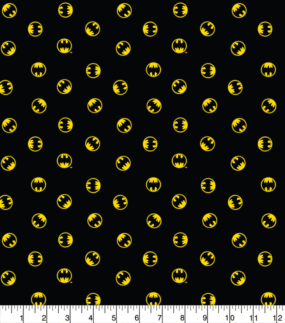 13 METRE BOLT  - DC COMICS - Batman Logo Black - Cotton - From Fat Quarter
