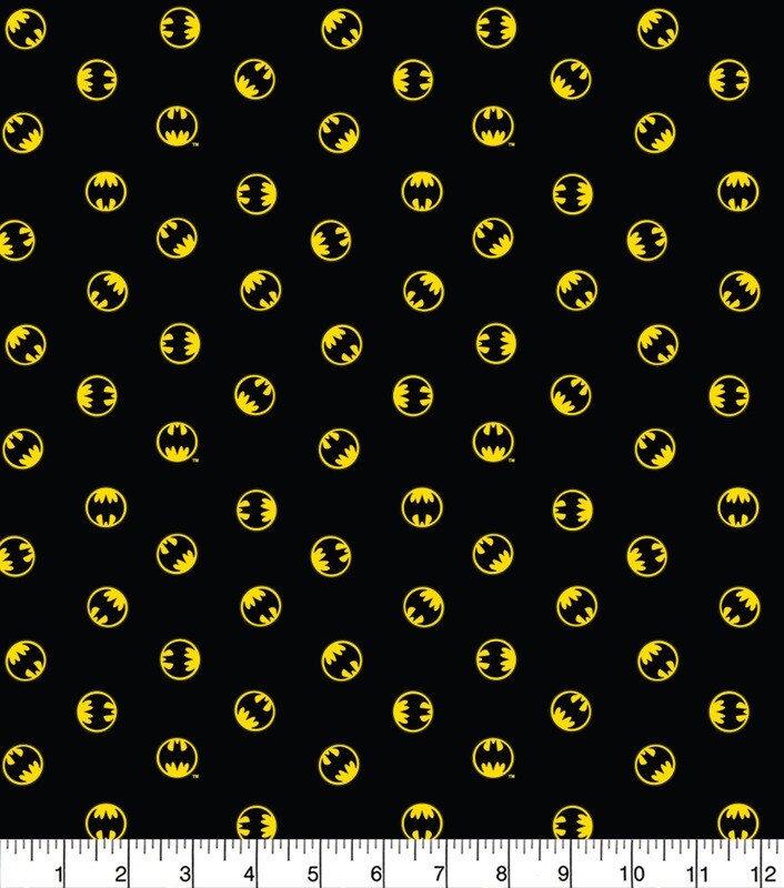 13 METRE BOLT  - DC COMICS - Batman Logo Black - Cotton - From Fat Quarter