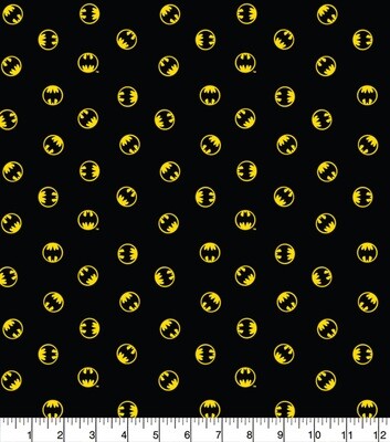 DC COMICS - Batman Logo Black - Cotton - From Fat Quarter