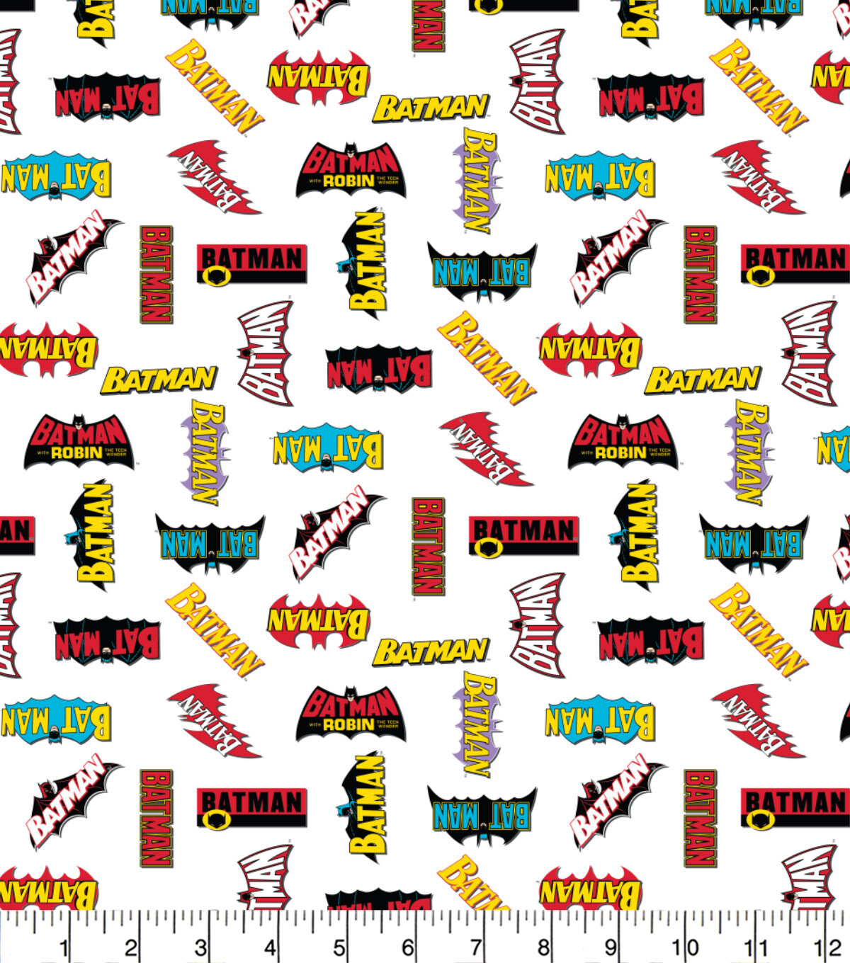 10 METRE BOLT - DC COMICS - Batman Logos White - Cotton - From Fat Quarter