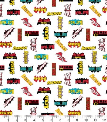 10 METRE BOLT - DC COMICS - Batman Logos White - Cotton - From Fat Quarter
