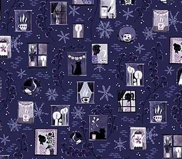 Winter Windows Blue - Cotton - By Metre