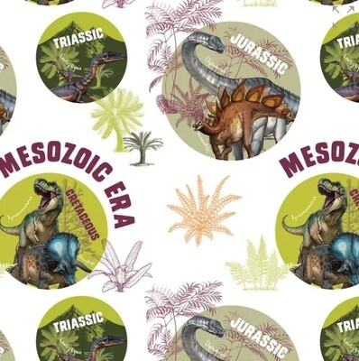 Dinosaurs Eras - Natural History Museum - Cotton - END BOLT 40 CM X 110 CM