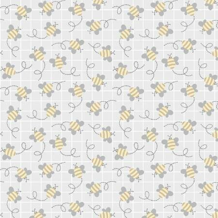 Bees Pale Grey - Cotton - By Metre