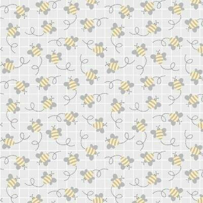 Bees Pale Grey - Cotton - By Metre