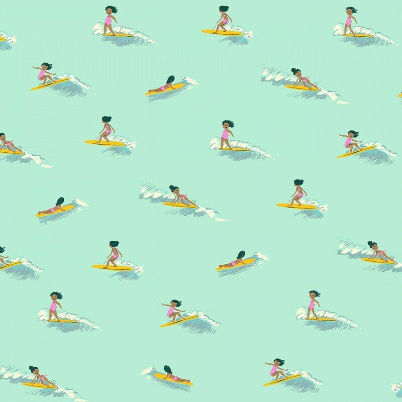 Surfers Malibu Blue - Cotton - REMNANT 180 CM X 110 CM
