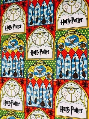 10 METRE BOLT - HARRY POTTER - Stained Glass Broomsticks - Cotton - From Fat Quarter