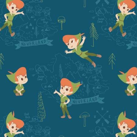 PETER PAN - Blue - Flannel - From 0.5 Metre