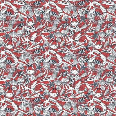 Shells Red - Cotton - From 0.5 Metre