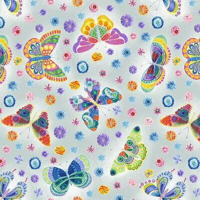 Butterfly Grey - Cotton - From Fat Quarter