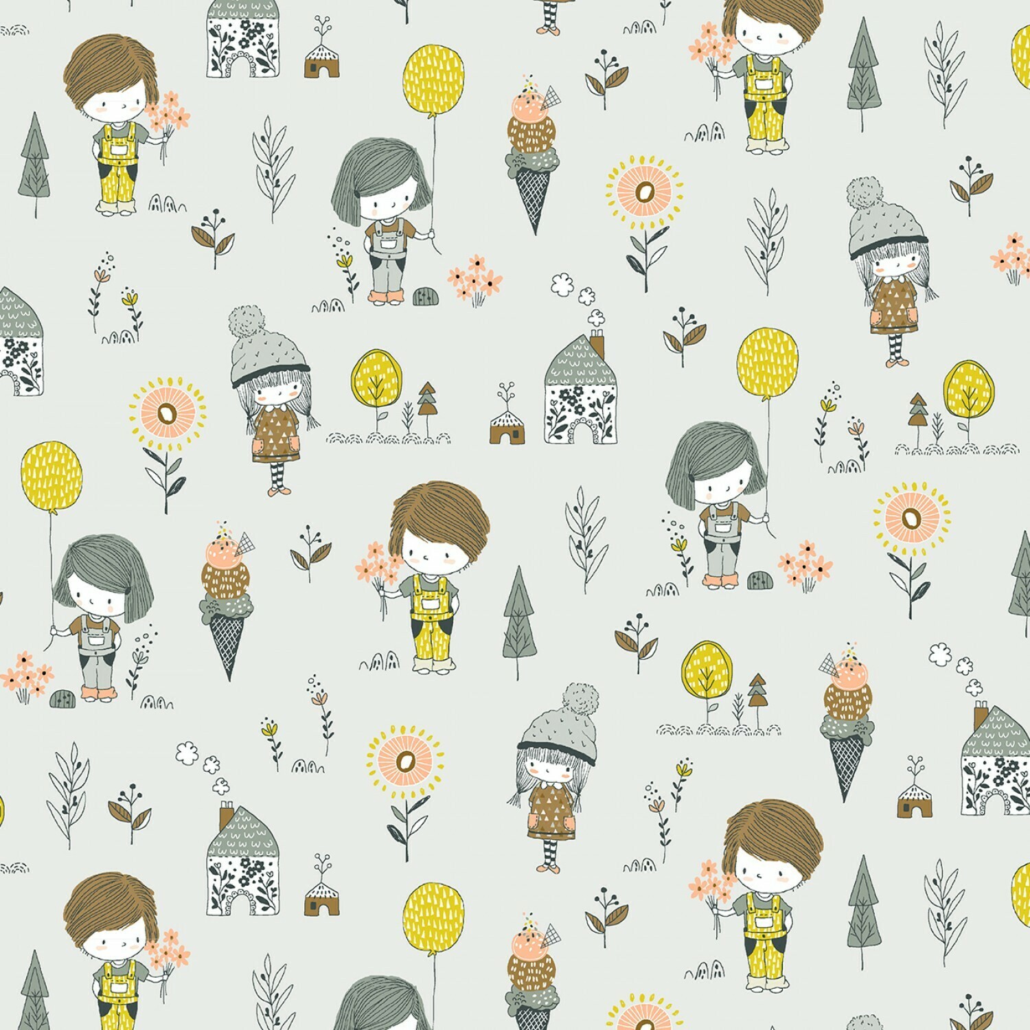 Children Grey - Cotton - By Metre