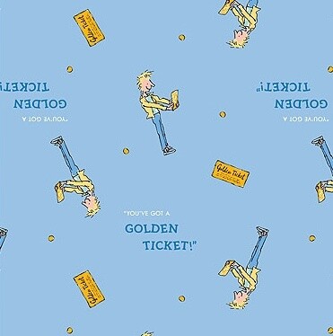 10 METRE BOLT - Charlie &amp; the Chocolate Factory Golden Ticket - Cotton