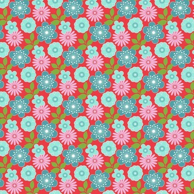Japan Blossom Floral Red - Cotton - From 0.5 Metre