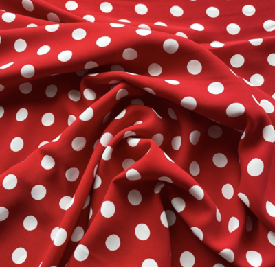 Spot Red - Polyester Dressmaking Fabric - END BOLT 140 CM X 150 CM