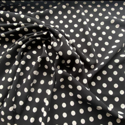 Spot Black - Polyester Dressmaking Fabric - By Metre