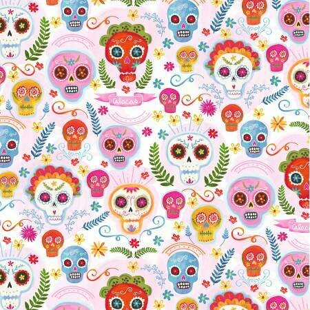 Sugar Skulls Pink - Cotton -  REMNANT 210 CM X 110 CM
