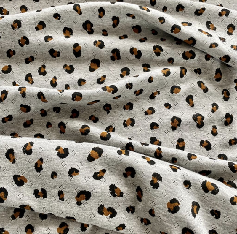Animal  Print Grey - Pointelle Fabric - Cotton - From Metre