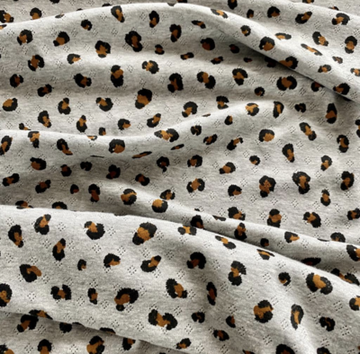 Animal  Print Grey - Pointelle Fabric - Cotton - From Metre