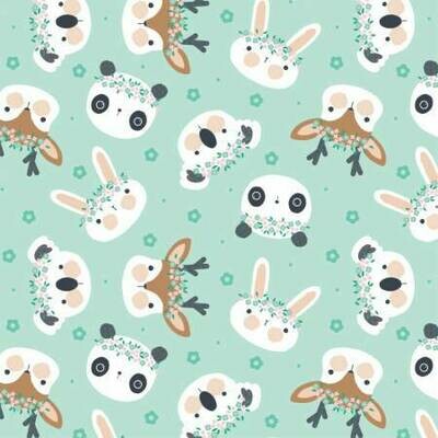 Animal Menagerie Mint - Cotton - From Fat Quarter