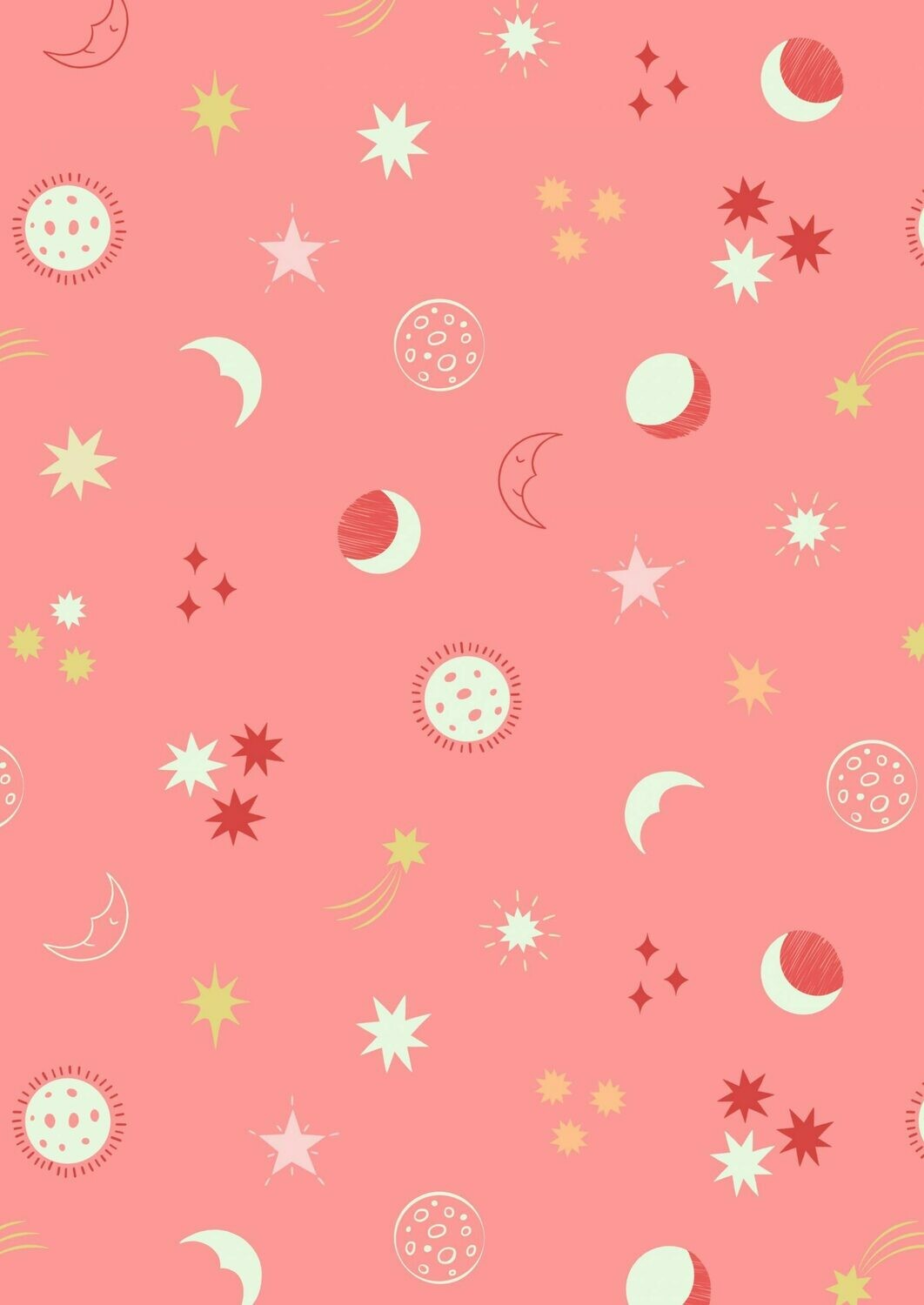 Space Night Sky Pink - GLOW IN THE DARK - Cotton - REMNANT 165 CM X 110 CM