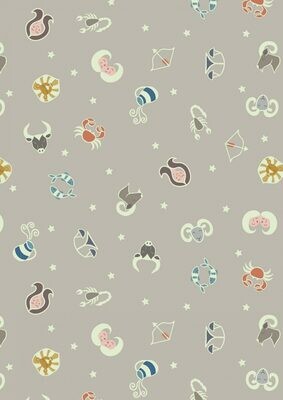 Horoscopes Grey - GLOW IN THE DARK - Cotton - From Fat Quarter