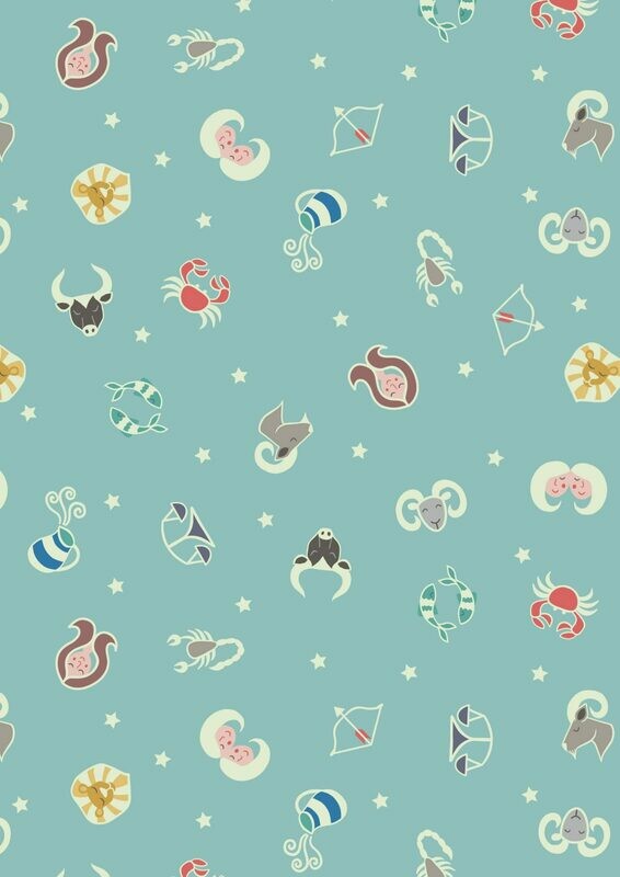 Horoscopes Blue - GLOW IN THE DARK - Cotton - By Metre