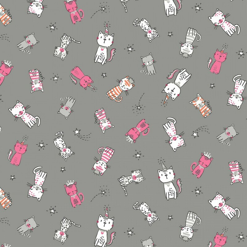 Cats Grey - Cotton - By Metre