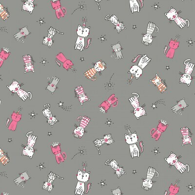 Cats Grey - Cotton - From 0.5 Metre