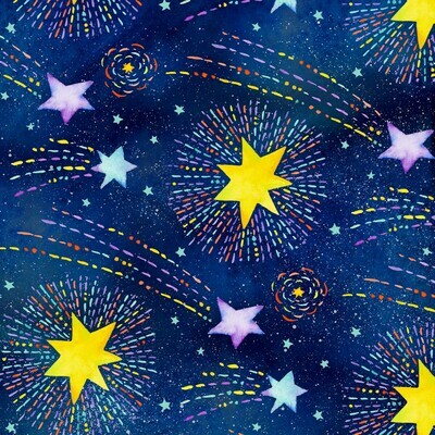 Shooting Stars Blue - Cotton - From 0.5 Metre