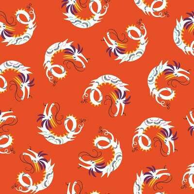 Dragons Red - Cotton - From Fat Quarter