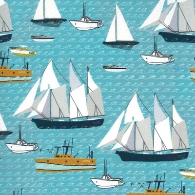 Sailing Boats Blue - Cotton - END BOLT 73 CM X 110 CM