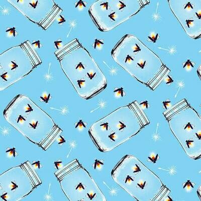 Firefly Jars GLOW IN THE DARK Blue - Cotton - By Metre