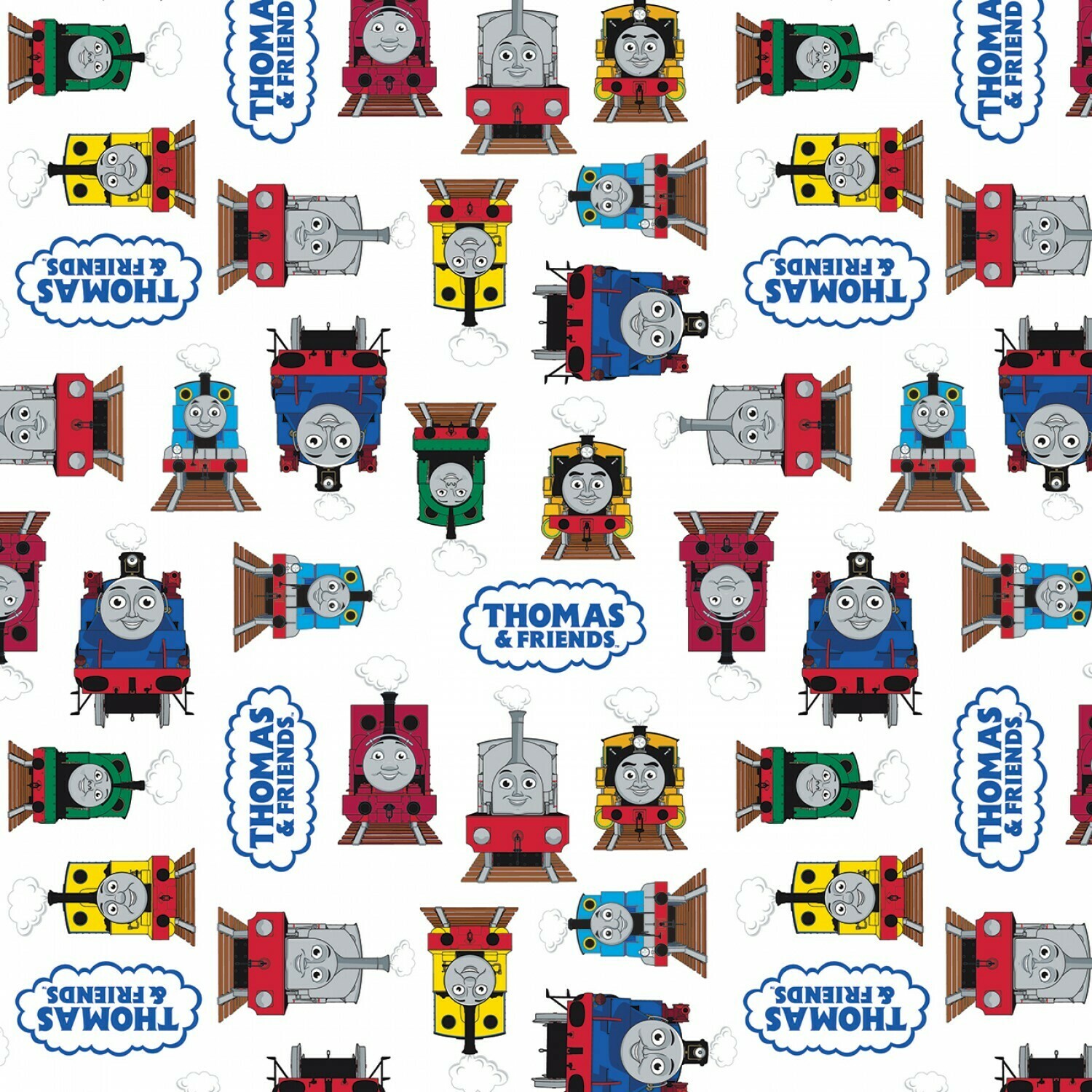 THOMAS &amp; FRIENDS - Friends Logo White - Cotton - LAST FAT QUARTER 50 CM X 55 CM