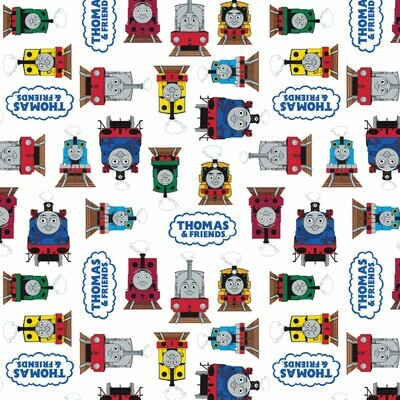 THOMAS &amp; FRIENDS - Friends Logo White - Cotton - From Fat Quarter