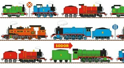 THOMAS &amp; FRIENDS - Train Line White - Cotton - From 60 cm