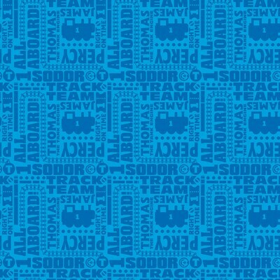 THOMAS &amp; FRIENDS - Text Blue - Cotton - From Fat Quarter