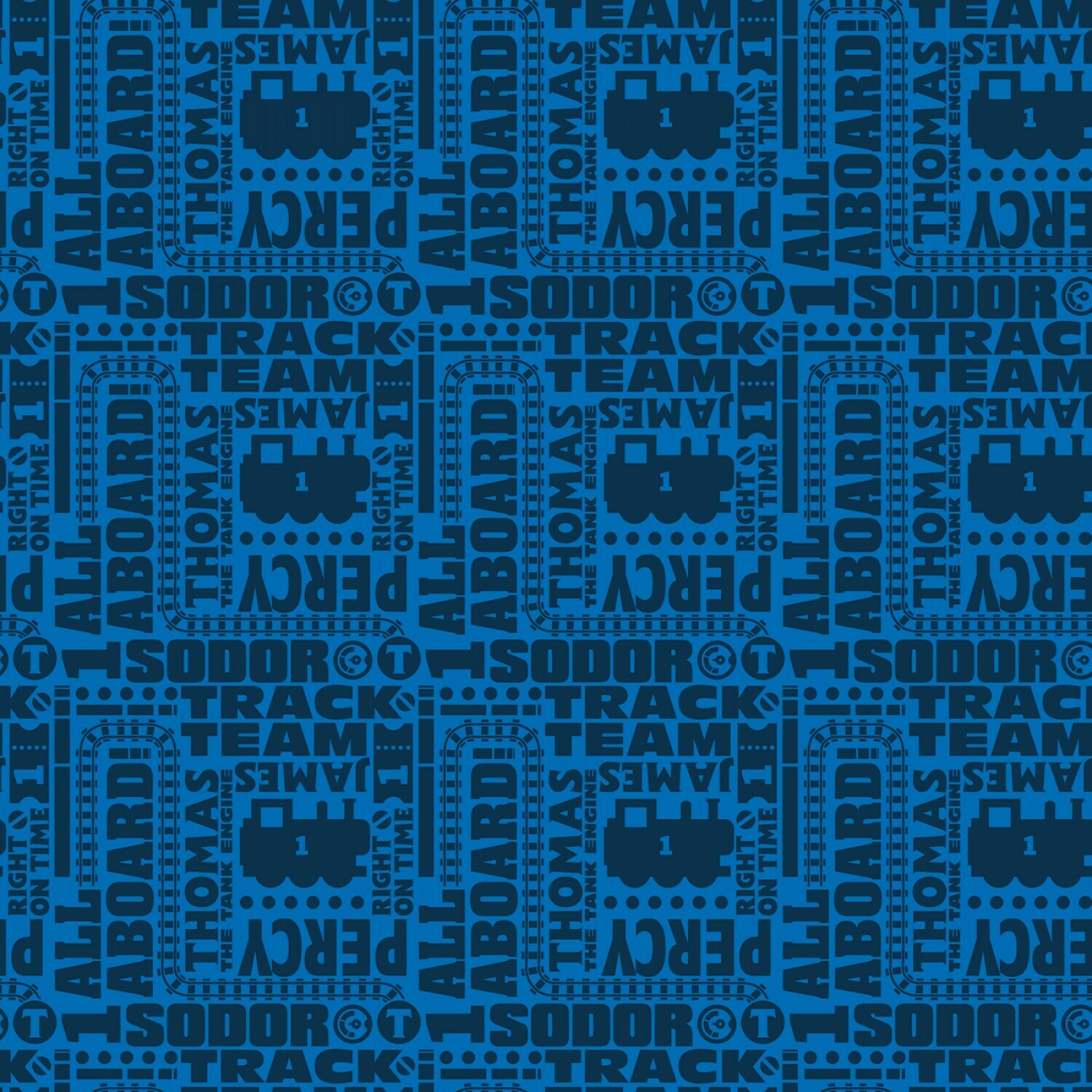 THOMAS &amp; FRIENDS - Text Navy Blue - Cotton - END BOLT 140 CM X 110 CM