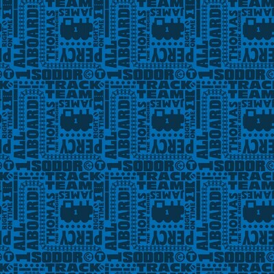 THOMAS &amp; FRIENDS - Text Navy Blue - Cotton - END BOLT 140 CM X 110 CM